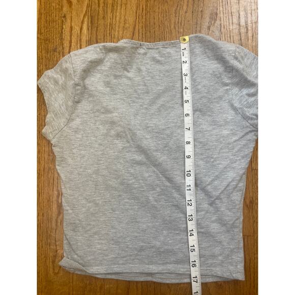 Gray cotton short sleeve crop top - Picture 3 of 4